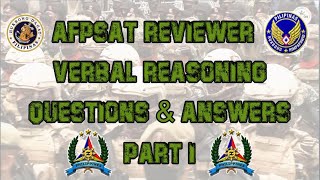 AFPSAT REVIEWER 2024 VERBAL REASONING QUESTIONS WITH ANSWERS PART 1 [upl. by Reggy]