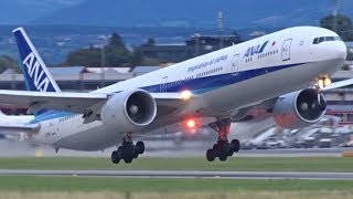 FullHD All Nippon Boeing 777300ER landing amp takeoff at GenevaGVALSGG [upl. by Hasina121]