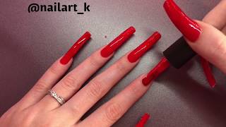 Painting my natural long nails red [upl. by Alyak]