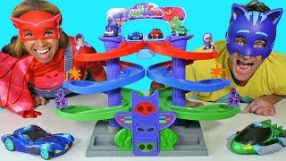 PJ Masks Spiral Playset Race and Toy Challenge  Disney Toy Review  Konas2002 [upl. by Loraine714]