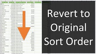 How To Retain Or Revert Back To Original Sort Order In Excel [upl. by Yluj815]