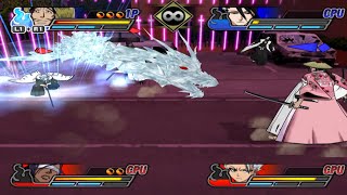 Shunsui Kyoraku amp Byakuya Vs Tousen amp Hitsugaya Toshiro Bleach Blade Battlers 2nd Rebirth of Souls [upl. by Bush]