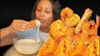 DEEP FRIED SEAFOOD  LOBSTER TAILS  SHRIMP  EGG ROLLS  EGGS ASMR MUKBANG [upl. by Ahsinav]