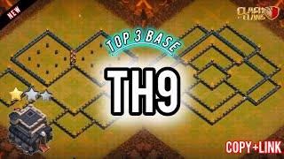 NEW INSANE TOP 3 BASE TH9 BASETROPHY defence BASE 2024  COC TH9 base clashofclans new coc [upl. by Pavyer28]