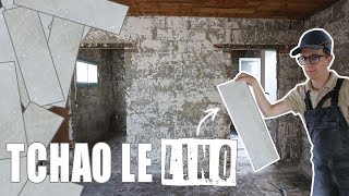 ON ENLEVE LE LINO et on découvre le carrelage quil cachait  Vlog rénovation maison 50m² 6 [upl. by Anana]