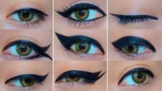 9 Different Eyeliner Looks  EASY Eyeliner Tutorial for Beginners  How to do eyeliner [upl. by Aydidey]