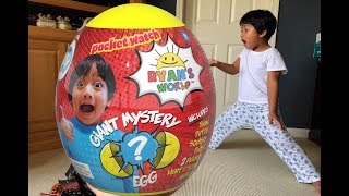 Opening RYANS WORLD GIANT MYSTERY EGG Surprise Toys For KIDS Toy Review [upl. by Faucher]