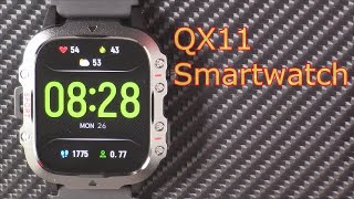 QX11 Smartwatch review Military Style waterproof  Bluetooth calling blood pressure SPO2 [upl. by Pavlov]