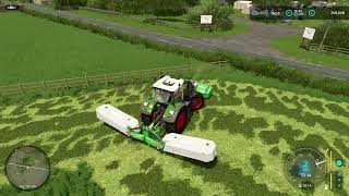 FS22  COURT FARM 145  924 FIRST OUTING ON THE BUTTERFLY MOWERS PART 1 [upl. by Ovida]