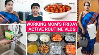 How I Manage without MAIDCooking🔥Lunch Box🛍️Packing🏡Cleaning🧹Poojai🙏🏻Working Moms Friday Vlog [upl. by Tema]