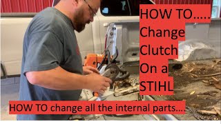 HOW TO Replace Clutch on Stihl Chainsaw chainsawrepair firewood [upl. by Garrison]