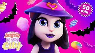 Angelas Halloween Party 🦇🍬 Talking Angela In The City Cartoon Compilation [upl. by Bedell]