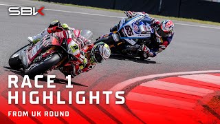 HIGHLIGHTS from Race 1 at Donington Park 🔥  2024 UKWorldSBK 🇬🇧 [upl. by Nimad]