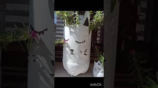 Flower pot by plastic or glass bottle flower pot goneviralshorts youtubeshorts viralvideo [upl. by Sirk55]