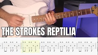 Reptilia The Strokes Guitar Tab Cover Lesson Tutorial [upl. by Block]