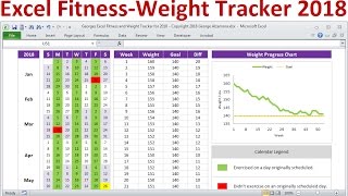 Excel Fitness Tracker and Weight Loss Tracker for 2018  Exercise Planner Weight Tracker Spreadsheet [upl. by Aitra]