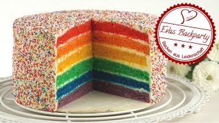 Regenbogentorte  Rainbow cake  Sprinkle Cake  saftig  Backen mit Evas Backparty [upl. by Gerc]