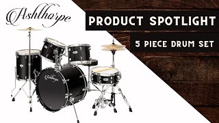 Ashthorpe Adult 5Piece Drum Set with Remo Heads amp Brass Cymbals [upl. by Alexia]