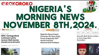 NIGERIAS MORNING NEWS NOVEMBER 8TH 2024 [upl. by Yrome]