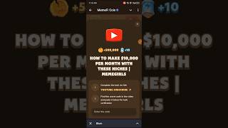 How To Make 10000 per Month with THESE Niches  Memefi Youtube video code  Memefi Video Code [upl. by Otit48]