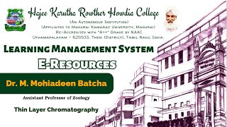 Thin Layer ChromatographyDr M Mohiadeen BatchaAssistant Professor of Zoology [upl. by Mobley408]