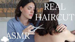 REAL HAIRCUT  asmr cutting brushing spray bottle [upl. by Yer476]