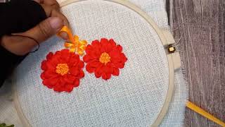 DIY Ribbon embroidery work for beginners  Simple ribbon work  EZY KAJ [upl. by Donielle953]