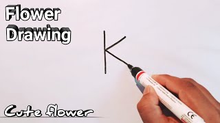 How To Draw A Flower From Letter K  How To Draw A Cute Flower Easy Step By Step [upl. by Darken]