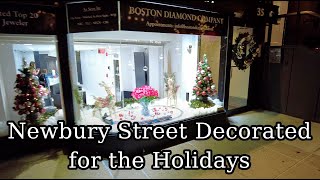 🎄Boston MA Newbury Street Christmas Walk Holiday Decorations Galore Boston Shopping District [upl. by Dieter80]