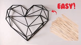 How to make Geometric Heart with Sticks  Perfect for Decor [upl. by Beverlee]