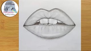 How to draw Lips by pencil step by step [upl. by Enitselec]