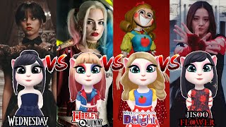 My Talking Angela 2  Cosplay 😍 Wednesday Addams Vs Harley Quinn Vs Miss Delight Vs Jisoo Flower ❤️ [upl. by Zulaledairam]