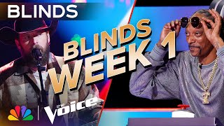 JawDropping Blind Auditions from Week 1  The Voice  NBC [upl. by Leibrag]