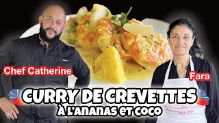 CURRY DE CREVETTES A LANANAS ET LAIT DE COCO AU FEU DE BOIS feat LE CHEF CATHERINE 🥥🦐 [upl. by Ackerley]