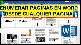 ENUMERAR PAGINAS EN WORD DESDE CUALQUIER PAGINA 2024 [upl. by Knowles]