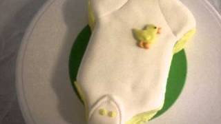 Baby Shower Cake  mini or cakelet Duck Onesies  Fondant  Dani Tutorials [upl. by Dun339]