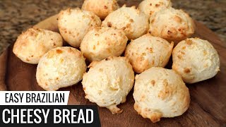 Brazilian CHEESY BREAD Recipe  aka Pão De Queijo  Easy Cheese Bread [upl. by Amieva481]