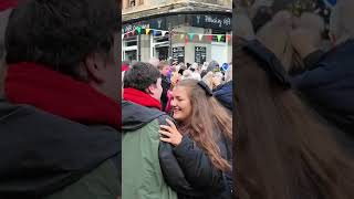 2024 Pitlochry New Years day Street party Ceilidh with crowds dancing The Gay Gordons shorts [upl. by Saduj]