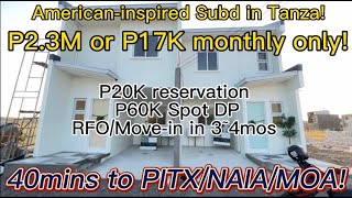 Americaninspired house and lot for sale in Tanza Cavite 40mins to PITXNAIAMOA  PleasantFields [upl. by Ashti835]