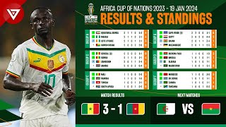 🟢 Senegal vs Cameroon  Africa Cup of Nations 2023 2024 Standings Table amp Results as of Jan 19 [upl. by Pirali]