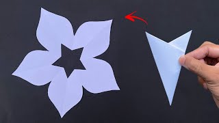 Paper Snowflake Flower Tutorial Step By Step  DIY Snowflake Paper Craft Easy for Christmas [upl. by Jo Ann]