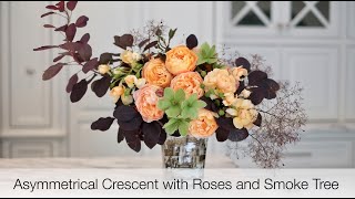 How to Create an Asymmetrical Crescent with Roses and Smoke Tree [upl. by Ellehcil904]