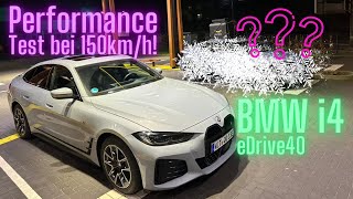 BMW i4 eDrive40 150 kmh Testfahrt – Performance im Fokus [upl. by Nomihs]