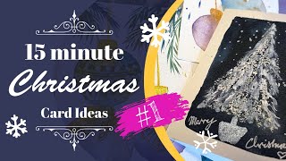 Easy fun 15 minute Watercolor Christmas cards for everyone Paint a card a day with me this month [upl. by Eelime]