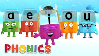 Phonics  Learn to Read  A E I O U  Learning Vowels  Alphablocks [upl. by Cass]