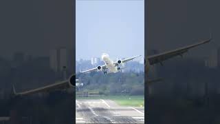 CRAZY SlowMotion Crosswind Takeoff aviation airbus planespotting [upl. by Ehttam]