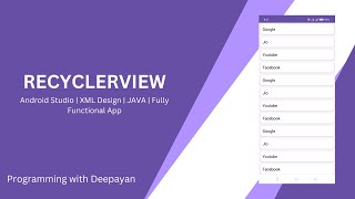 RecyclerView  Android Studio  XML Design  JAVA [upl. by Pytlik631]