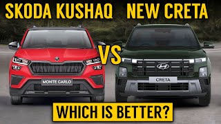 Creta 2024 Vs Skoda Kushaq  Detailed Comparison  New Hyundai Creta Facelift VS Skoda Kushaq 2024 [upl. by Hilaire]