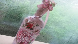 DIY Crackle Dark Glass Bottle Decoupage [upl. by Duvall3]