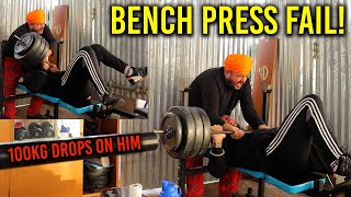 BENCH PRESS FAIL  HE DROPS 100 KG  Daily Vlog 008 [upl. by Adur]